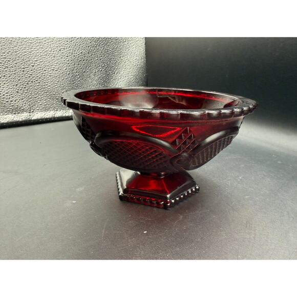 Vintage Avon Cape Cod Ruby Red Footed Pedestal Bowl-Candy or Nut Dish - Picture 8 of 8